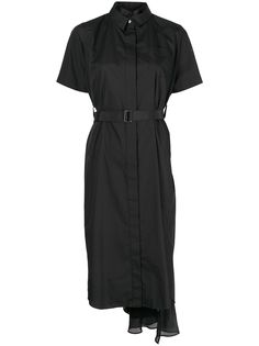 sacai платье-рубашка длины миди с короткими рукавами