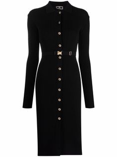 Elisabetta Franchi платье в рубчик с поясом