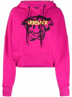 Versace укороченное худи с принтом Medusa Smile