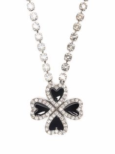 Saint Laurent ожерелье Crystal Heart Clover с эмалью