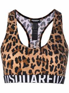 Dsquared2 спортивный бюстгальтер с анималистичным принтом