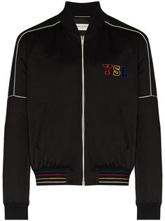 Saint Laurent куртка-бомбер с вышитым логотипом