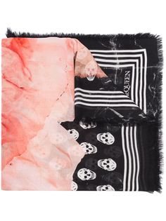 Alexander McQueen шарф Paper Bloom Biker Skull