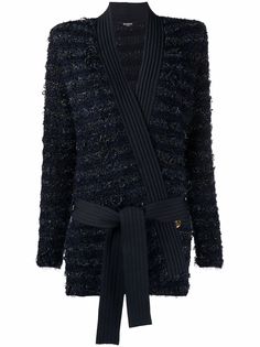 Balmain твидовый кардиган с поясом