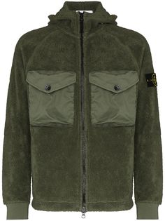 Stone Island флисовая куртка на молнии с капюшоном