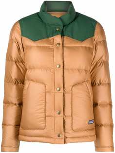 Patagonia colour-block feather-down puffer jacket