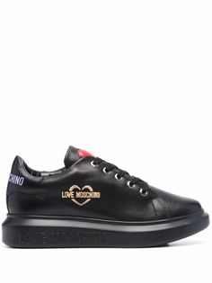 Love Moschino gold metal logo trainers