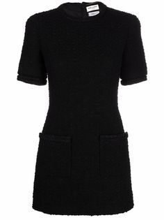 Saint Laurent твидовое платье мини с короткими рукавами
