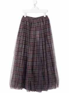Molo check-print mesh skirt