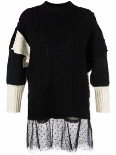 RED Valentino трикотажный топ с тюлем