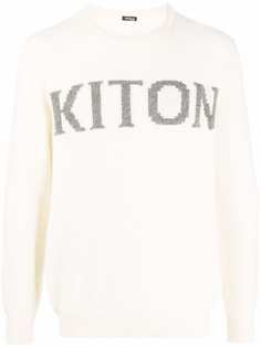 Kiton intarsia logo knit jumper
