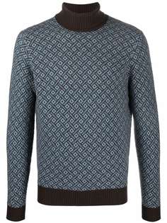 Malo geometric-pattern rollneck sweater