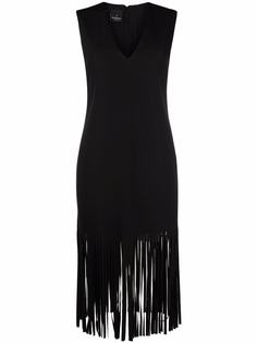 Pinko платье миди с V-образным вырезом и бахромой