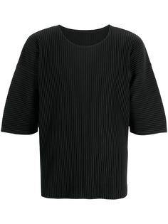 Homme Plissé Issey Miyake футболка в рубчик с круглым вырезом