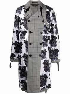 Comme Des Garçons Homme Plus пальто со вставками в клетку и цветочным принтом