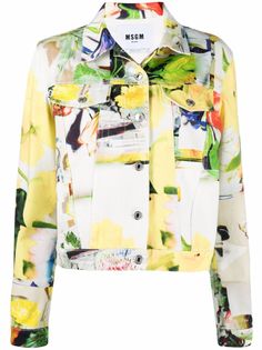 MSGM джинсовая куртка с принтом