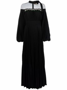Elie Saab шелковое платье с плиссировкой и стразами