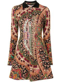 ETRO платье с длинными рукавами и графичным принтом