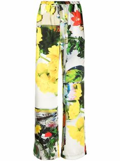 MSGM прямые брюки с цветочным принтом