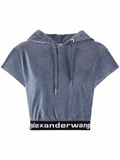 alexanderwang.t укороченное худи с короткими рукавами и логотипом