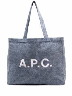 A.P.C. large indigo logo bag