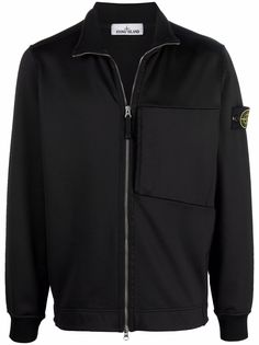 Stone Island куртка на молнии с нашивкой-логотипом