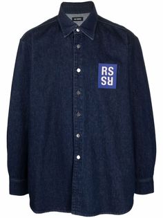 Raf Simons джинсовая рубашка с нашивкой-логотипом