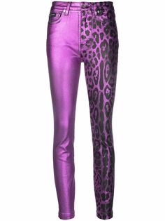 Dolce & Gabbana кожаные брюки с леопардовым принтом