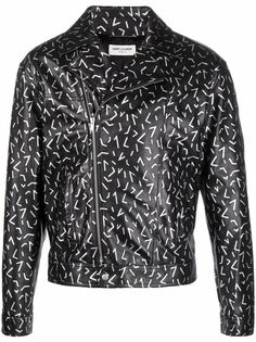 Saint Laurent байкерская куртка с принтом