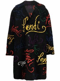 Fendi шуба из овчины с логотипом