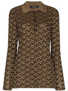 Versace La Greca metallic intarsia-knit shirt