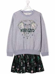 Kenzo Kids Elephant-embroidered dress set