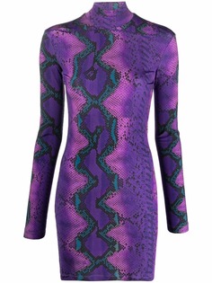 Just Cavalli платье с высоким воротником и змеиным принтом