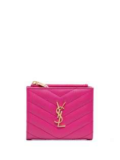 Saint Laurent стеганый картхолдер с монограммой