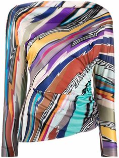 Missoni stripe pattern asymmetric blouse