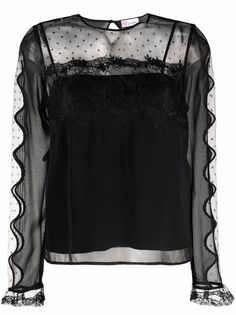 RED Valentino блузка из тюля пуэн-деспри