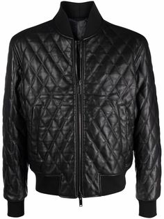 Tagliatore quilted leather bomber jacket