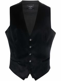 Tagliatore velvet-effect button-up waistcoat