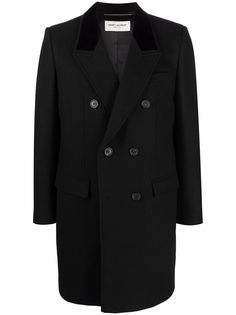 Saint Laurent двубортное пальто строгого кроя