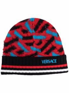 Versace шерстяная шапка бини в стиле колор-блок