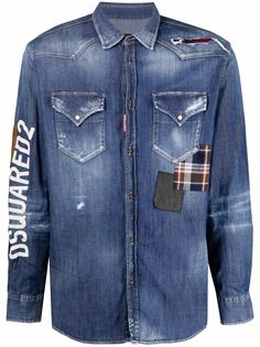 Dsquared2 джинсовая рубашка с эффектом потертости