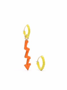 Gaya маленькие серьги-кольца из желтого золота с эмалью