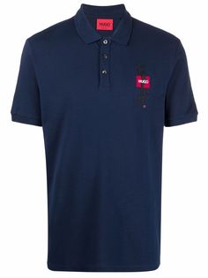 HUGO рубашка поло с вышитым логотипом