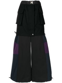 sacai широкие брюки со вставками