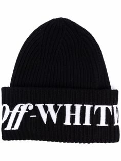 Off-White шапка бини в рубчик с логотипом