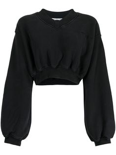 Alexander Wang укороченный свитер с вышитым логотипом