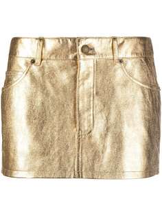 Saint Laurent кожаная юбка мини