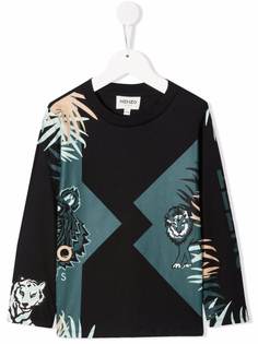 Kenzo Kids топ с принтом и длинными рукавами