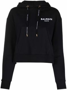 Balmain укороченное худи с логотипом