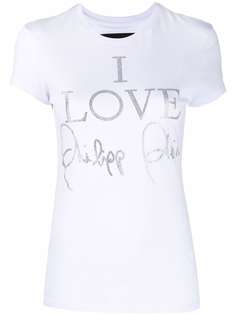 Philipp Plein футболка I Love с кристаллами
